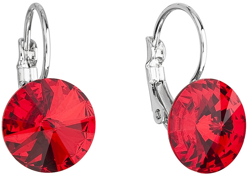 Náušnice bižutéria so Swarovski krištáľmi červené okrúhle 51002.3
