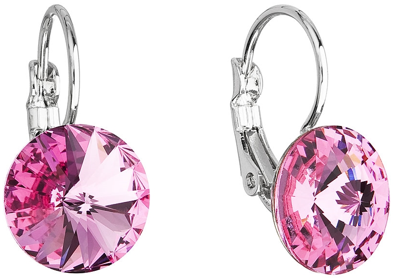 Náušnice bižutéria so Swarovski krištáľmi ružové okrúhle 51002.3 rose