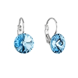 Náušnice bižutéria so Swarovski krištáľmi modré okrúhle 51002.3 aqua