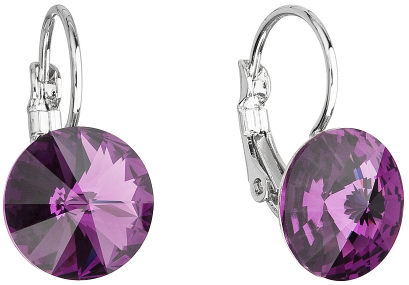 Náušnice bižutéria so Swarovski krištáľmi fialové okrúhle 51002.3 amethyst