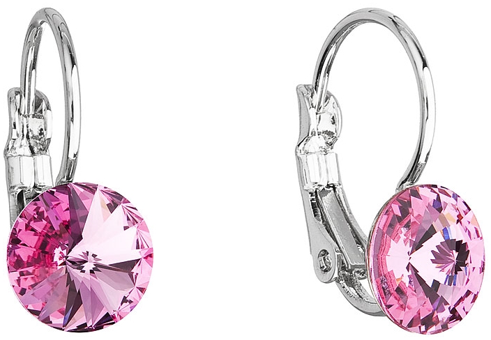 Náušnice bižutéria se Swarovski krištáľmi ružové okrúhle 51031.3 rose