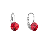 Náušnice bižutéria so Swarovski krištáľmi červené okrúhle 51031.3
