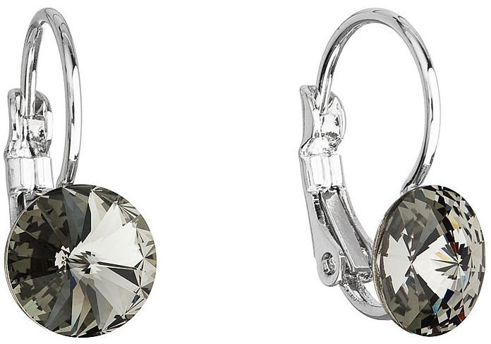 Náušnice bižutéria so Swarovski krištáľmi šedé okrúhle 51031.3