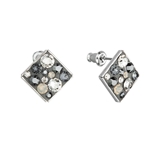 Náušnice bižutéria so Swarovski krištáľmi šedé kosoštvorec 51032.5