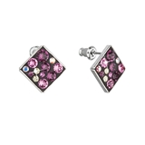 Náušnice bižutéria so Swarovski krištáľmi fialové kosoštvorec 51032.3