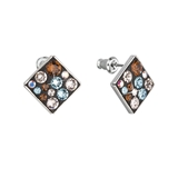 Náušnice bižutéria so Swarovski krištáľmi modré kosoštvorec 51032.3 aqua