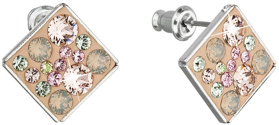 Náušnice bižutéria so Swarovski krištáľmi oranžové kosoštvorec 51032.3