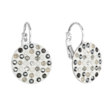Náušnice bižutéria so Swarovski krištáľmi sivé okrúhle 51033.3