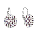 Náušnice bižutéria so Swarovski krištáľmi fialové okrúhle 51033.3