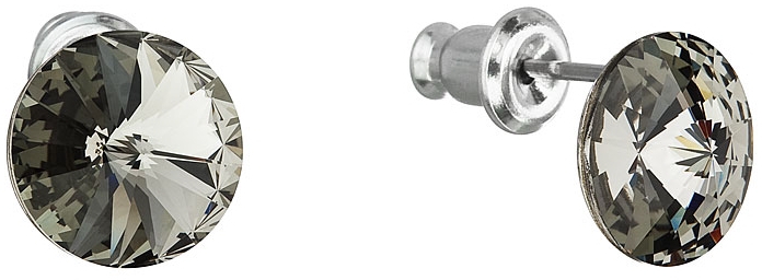 Náušnice bižutéria so Swarovski krištáľmi šedé okrúhle 51037.3