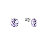 Náušnice bižutéria so Swarovski krištáľmi fialové okrúhle 51037.3 violet