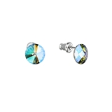 Náušnice bižutéria so Swarovski krištáľmi zelené fialové okrúhle 51037.5