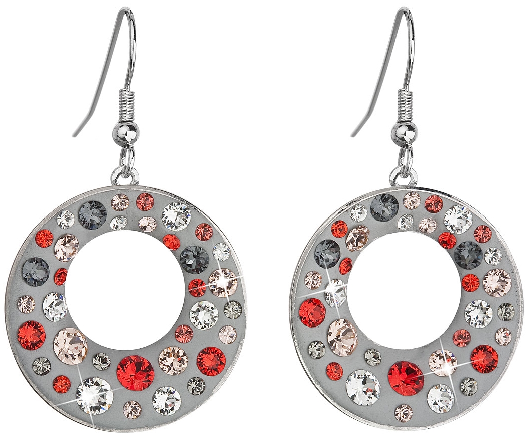 Náušnice bižutéria so Swarovski krištáľmi oranžovej okrúhle 51040.3