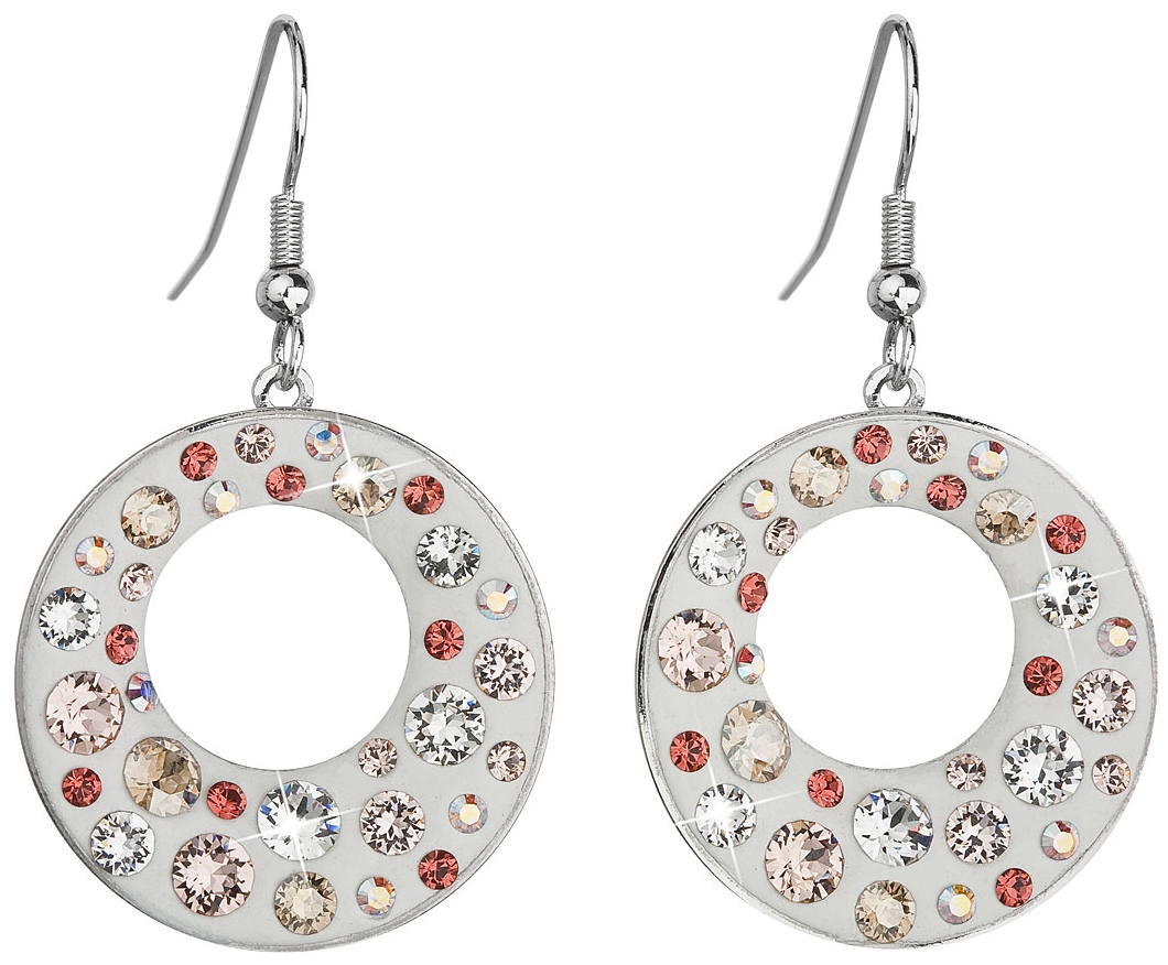 Náušnice bižutéria so Swarovski krištáľmi sivé okrúhle 51040.3