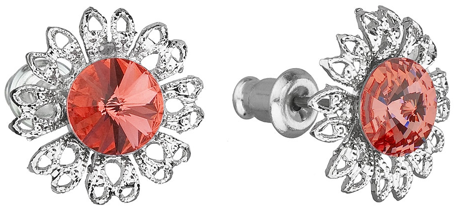 Náušnice bižutéria so Swarovski krištáľmi oranžový kvietok 51042.3 padparadcha