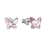 Náušnice bižutéria so Swarovski krištáľmi ružový motýľ 51048.3 light rose