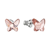 Náušnice bižutéria so Swarovski krištáľmi ružový motýľ 51048.3 rose peach