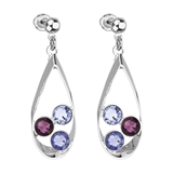 Náušnice bižutéria so Swarovski krištáľmi fialová slza 51064.3