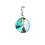 Prívesok bižutéria so Swarovski krištáľmi zelený fialový okrúhly 54001.5