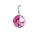 Prívesok bižutéria so Swarovski krištáľmi ružový okrúhly 54001.3 rose