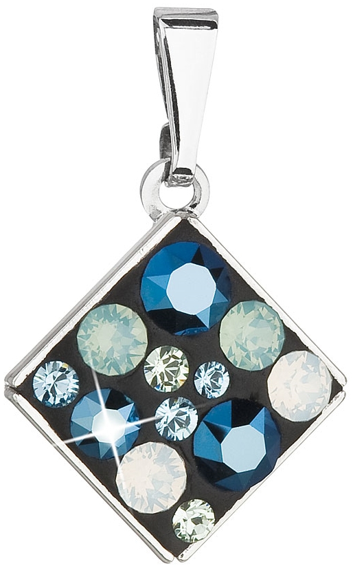 Prívesok bižutéria so Swarovski krištáľmi modrý kosoštvorec 54020.4