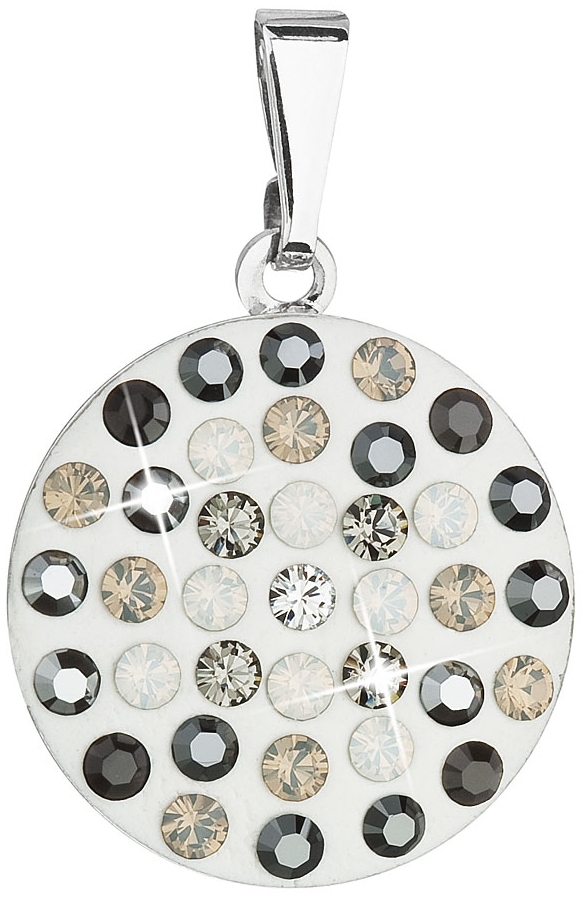 Prívesok bižutéria so Swarovski krištáľmi sivý okrúhly 54021.3