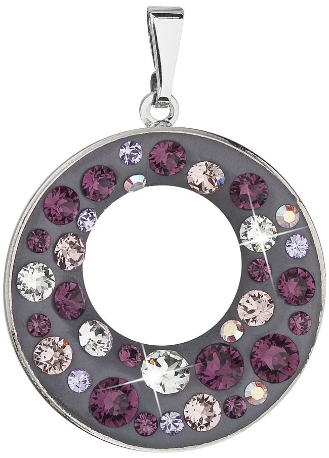 Prívesok bižutéria so Swarovski krištáľmi fialový okrúhly 54026.3 plum