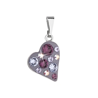Prívesok bižutéria so Swarovski krištáľmi fialovej srdce 54027.3