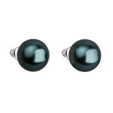 Náušnice bižutéria so Swarovski perlou zelené okrúhle 71069.3