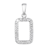 Strieborný prívesok s krištálmi Swarovski biely obdĺžnik 74072.1