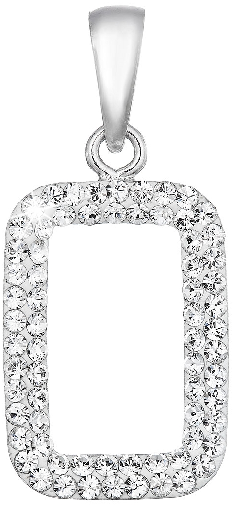 Strieborný prívesok s krištálmi Swarovski biely obdĺžnik 74072.1