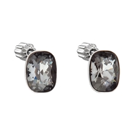 Strieborné náušnice perličky s krištálmi Swarovski čierny obdĺžnik 31279.5