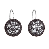 Strieborné náušnice visiace s krištálmi Swarovski čierne okrúhle 31176.5 hematite