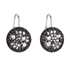 Strieborné náušnice visiace s krištálmi Swarovski čierne okrúhle 31176.5 hematite