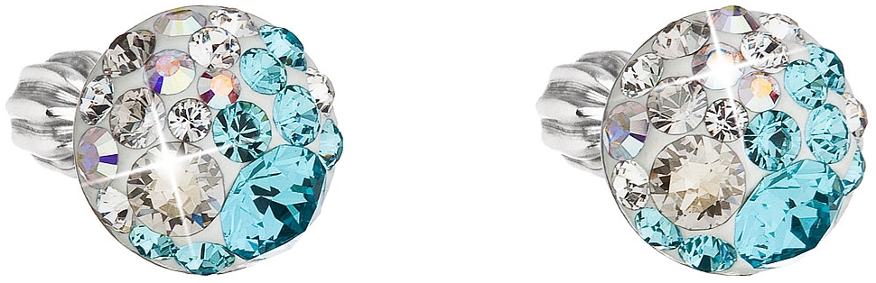Strieborné náušnice kôstky s krištálmi Swarovski modré okrúhle 31336.3 light turquoise