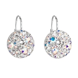 Strieborné náušnice visiace s krištálmi Swarovski ab efekt okrúhle 31176.2