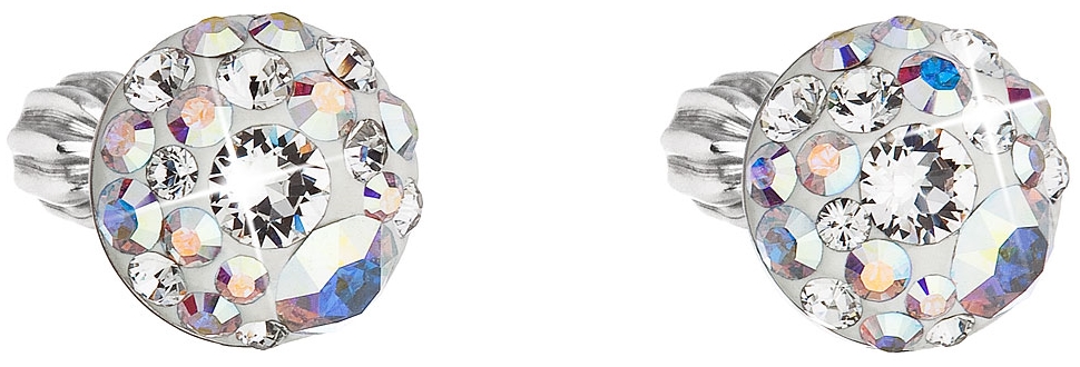 Strieborné náušnice kôstky s krištálmi Swarovski ab efekt okrúhle 31336.2