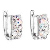 Strieborné náušnice visiace s krištálmi Swarovski ab efekt polkruh 31123.2