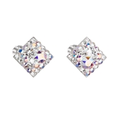 Strieborné náušnice kôstka s krištálmi Swarovski ab efekt kosoštvorec 31169.2