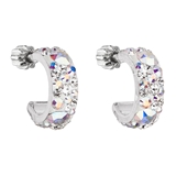 Strieborné náušnice kruhy s krištálmi Swarovski ab efekt polkruh 31118.2