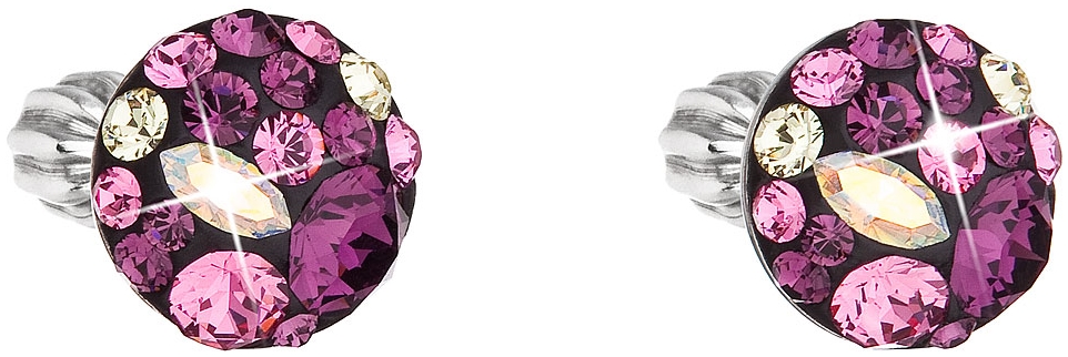 Strieborné náušnice kôstky s krištálmi Swarovski fialové okrúhle 31336.3 amethyst