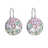 Strieborné náušnice visiace s krištálmi Swarovski mix farieb okrúhle 31176.3 sakura