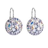 Strieborné náušnice visiace s krištálmi Swarovski fialové okrúhle 31176.3 violet