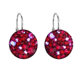 Strieborné náušnice visiace s krištálmi Swarovski červené okrúhle 31176.3 cherry