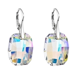 Strieborné náušnice visiace s krištálmi Swarovski ab efekt obdĺžnik 31297.2