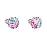 Strieborné náušnice kôstky s krištálmi Swarovski mix farieb okrúhle 31336.3 water lilly