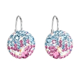 Strieborné náušnice visiace s krištálmi Swarovski mix farieb okrúhle 31176.3 water lilly