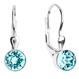 Strieborné náušnice visiace s krištálmi modré okrúhle 31112.3 light turquoise