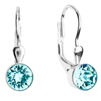 Strieborné náušnice visiace s krištálmi modré okrúhle 31112.3 light turquoise