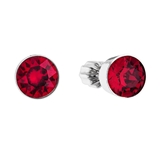 Strieborné náušnice kôstka s krištálmi červené okrúhle 31113.3 ruby